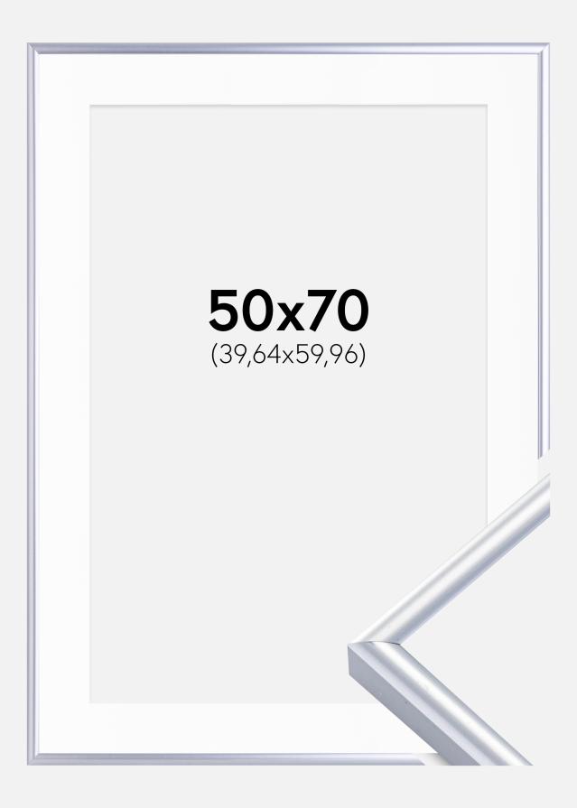 Kehys Victoria Hopea 50x70 cm - Passepartout Valkoinen 16x24 tuumaa