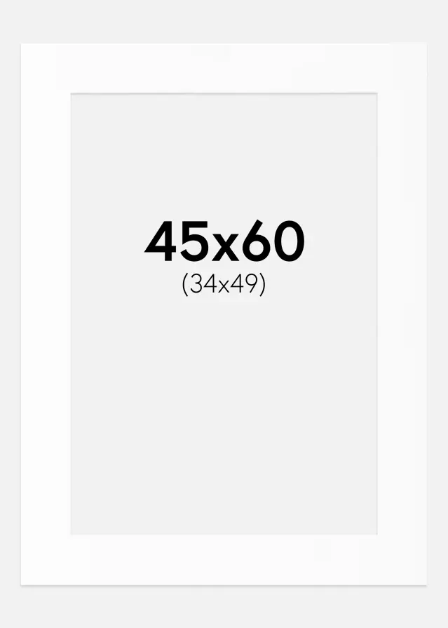 Passepartout Valkoinen Standard (Valkoinen keskus) 45x60 cm (34x49)