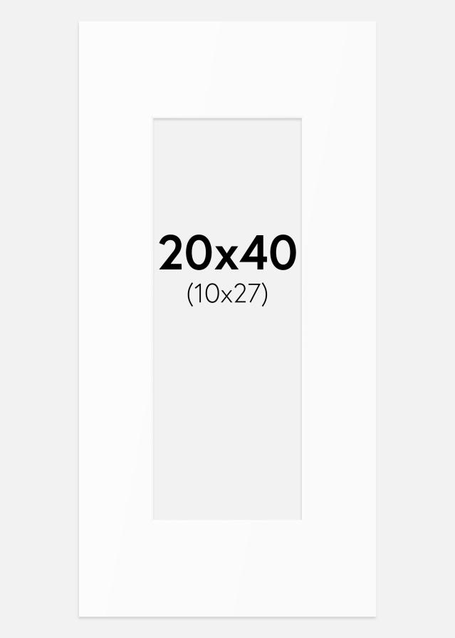 Passepartout Valkoinen Standard (Valkoinen keskus) 20x40 cm (10x27)