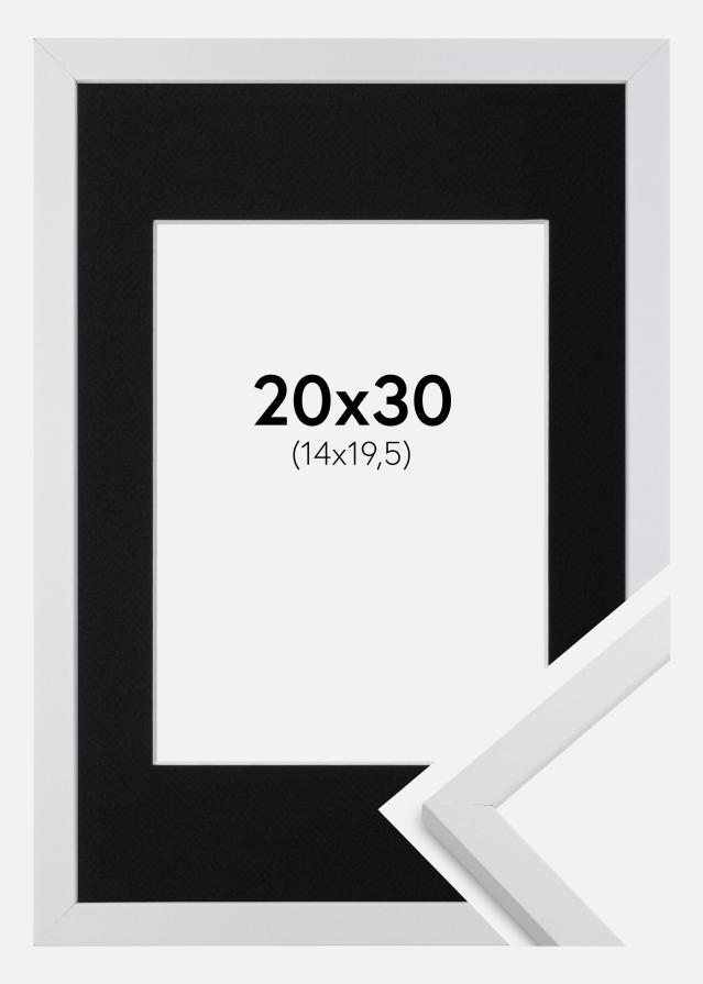 Kehys Trendy Valkoinen 20x30 cm - Passepartout Musta 15x21 cm (A5)