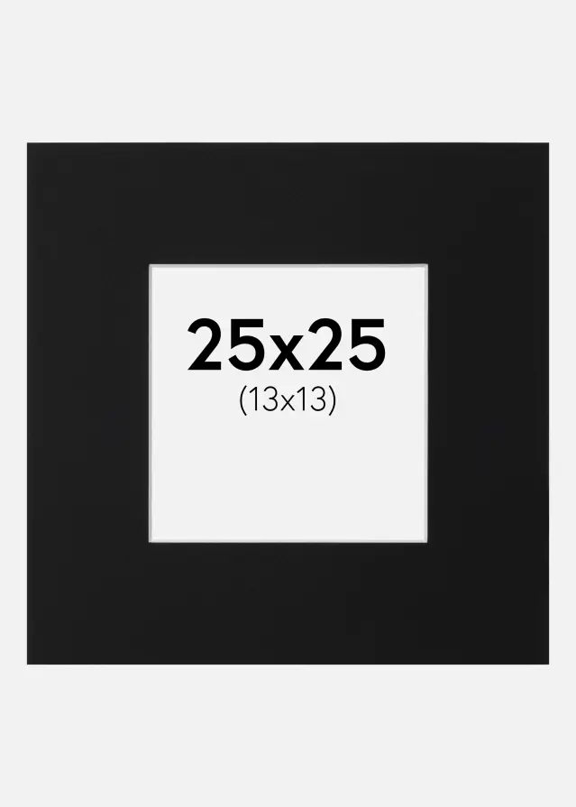 Paspatuuri Musta Standard (Valkoinen keskus) 25x25 cm (13x13)