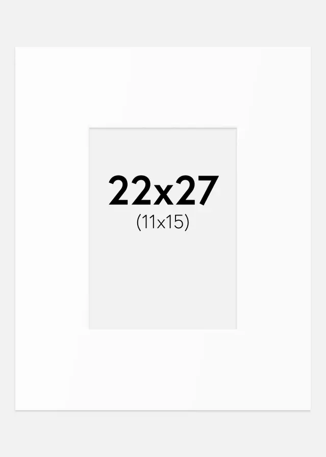 Passepartout Valkoinen Standard (Valkoinen keskus) 22x27 cm (11x15)