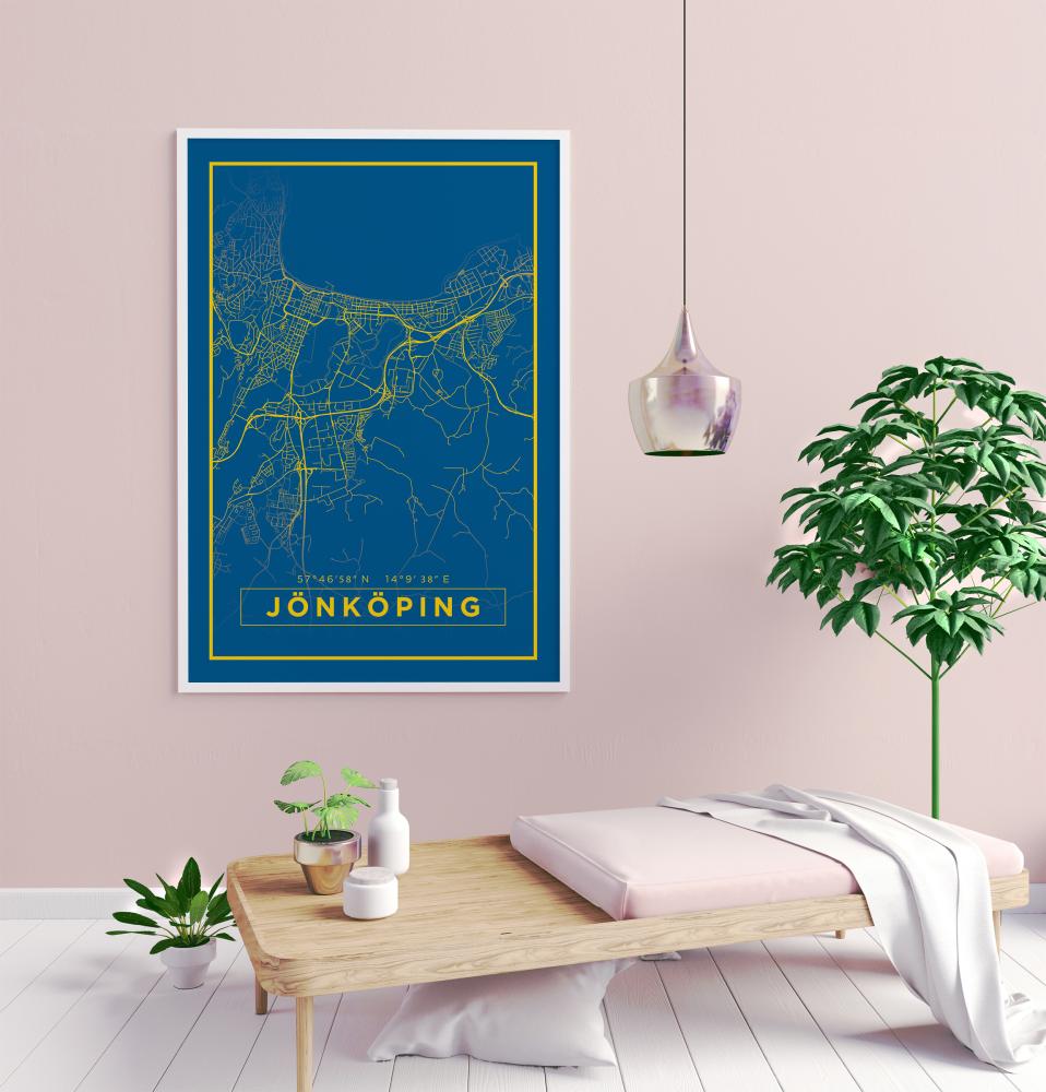 Kartta - Jönköping - Juliste - Sininen