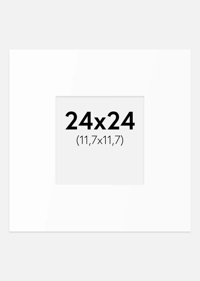 Passepartout Valkoinen Standard (Valkoinen keskus) 24x24 cm (11,7x11,7)