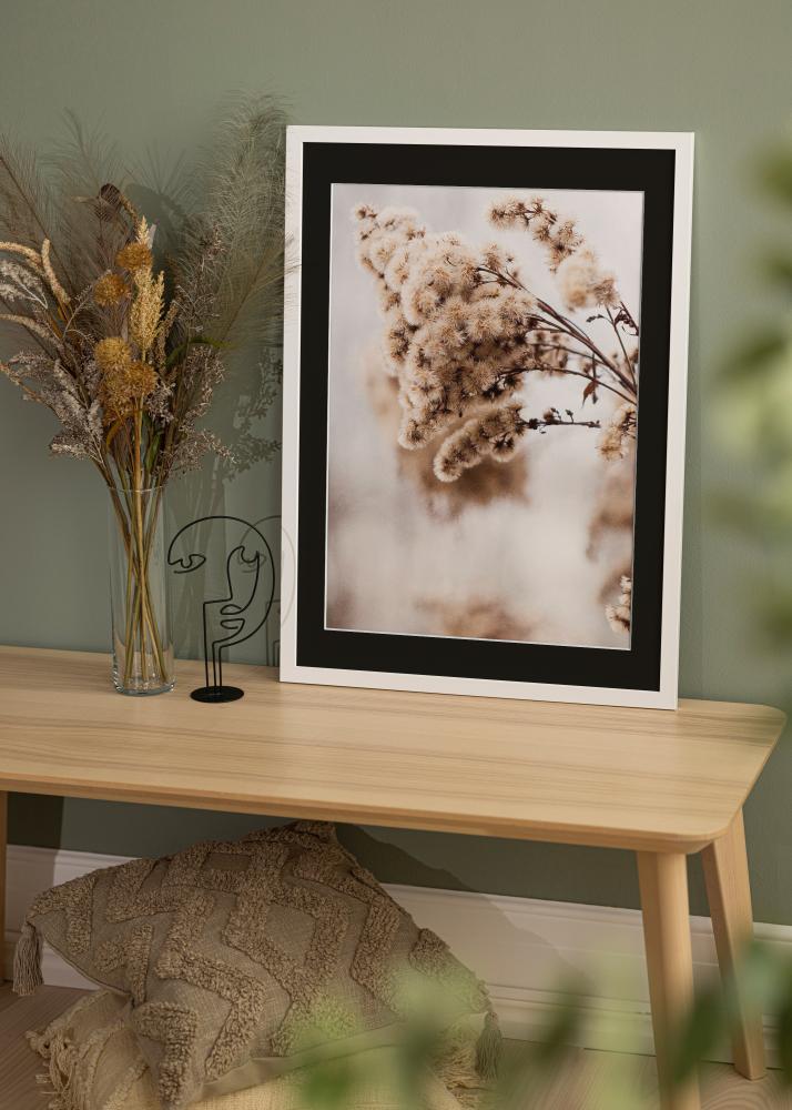 Kehys White Wood 50x100 cm - Passepartout Musta 30x80 cm