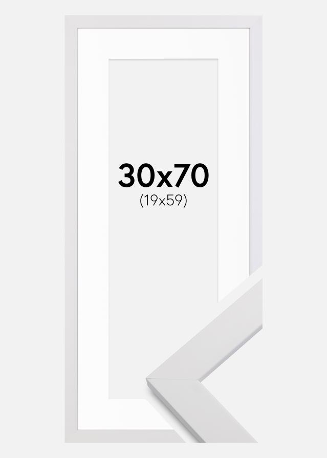 Kehys White Wood 30x70 cm - Passepartout Valkoinen 20x60 cm