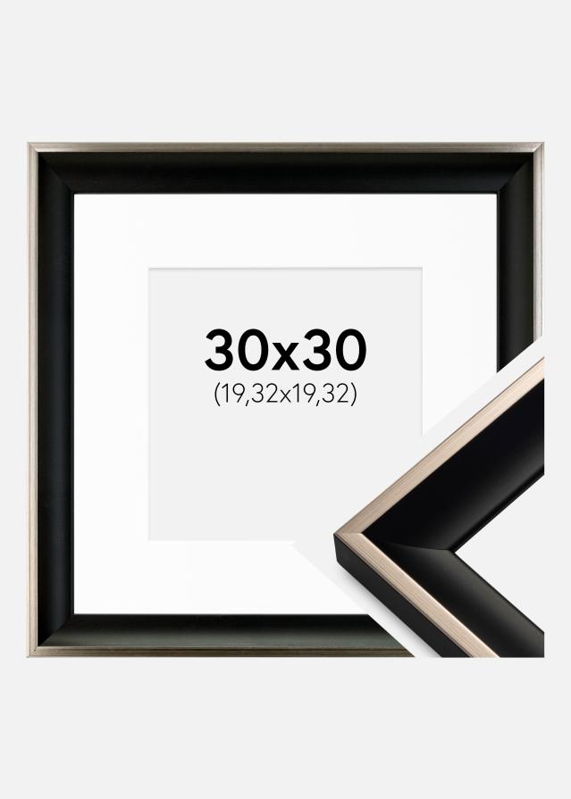 Kehys Öjaren Musta-Hopeanvärinen 30x30 cm - Passepartout Valkoinen 8x8 inches