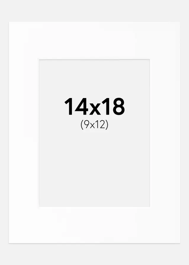 Passepartout Valkoinen Standard (Valkoinen keskus) 14x18 cm (9x12)