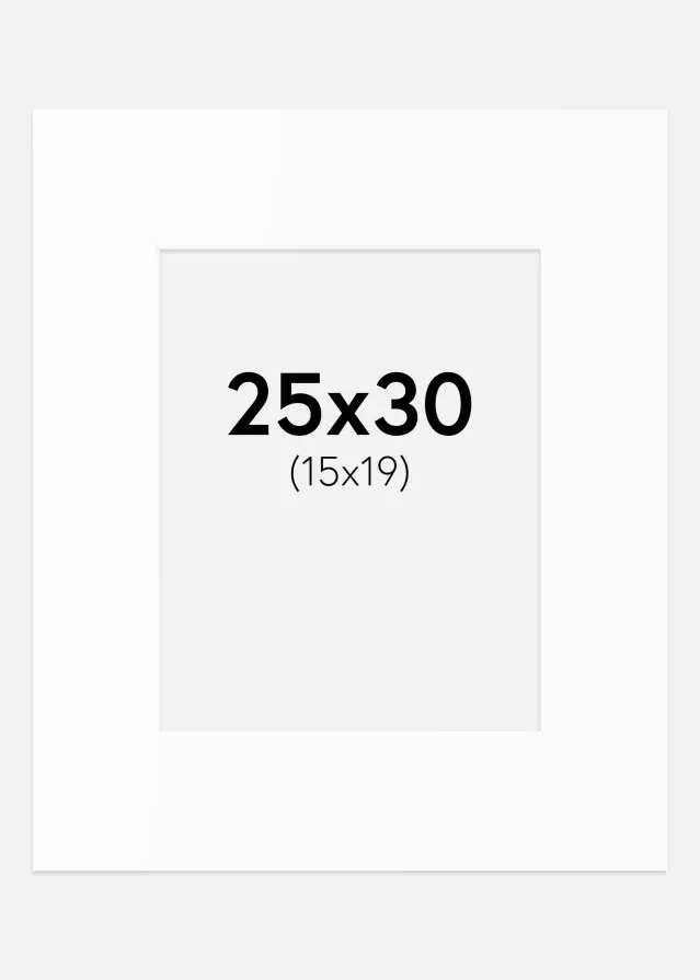 Passepartout Valkoinen Standard (Valkoinen keskus) 25x30 cm (15x19)