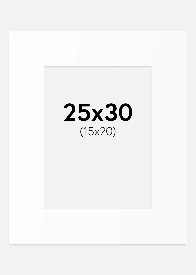 Passepartout Valkoinen Standard (Valkoinen keskus) 25x30 cm (15x20)