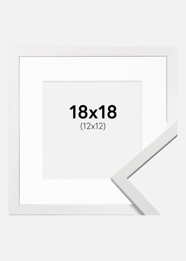 Kehys Edsbyn Valkoinen 18x18 cm - Passepartout Valkoinen 13x13 cm