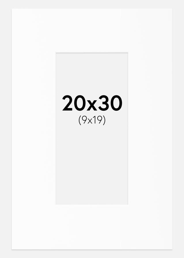 Passepartout Valkoinen Standard (Valkoinen keskus) 20x30 cm (9x19)