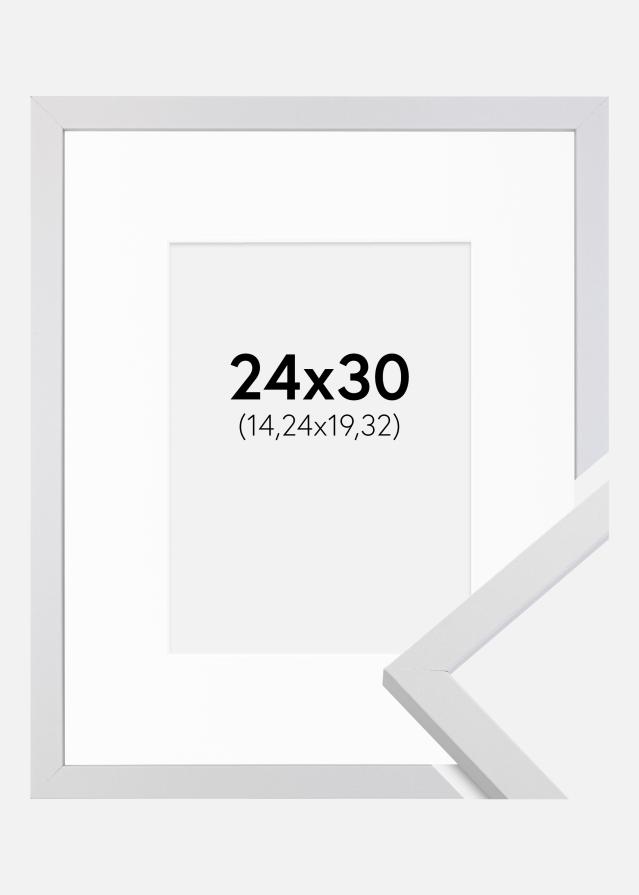 Kehys Trendy Valkoinen 24x30 cm - Passepartout Valkoinen 6x8 tuumaa