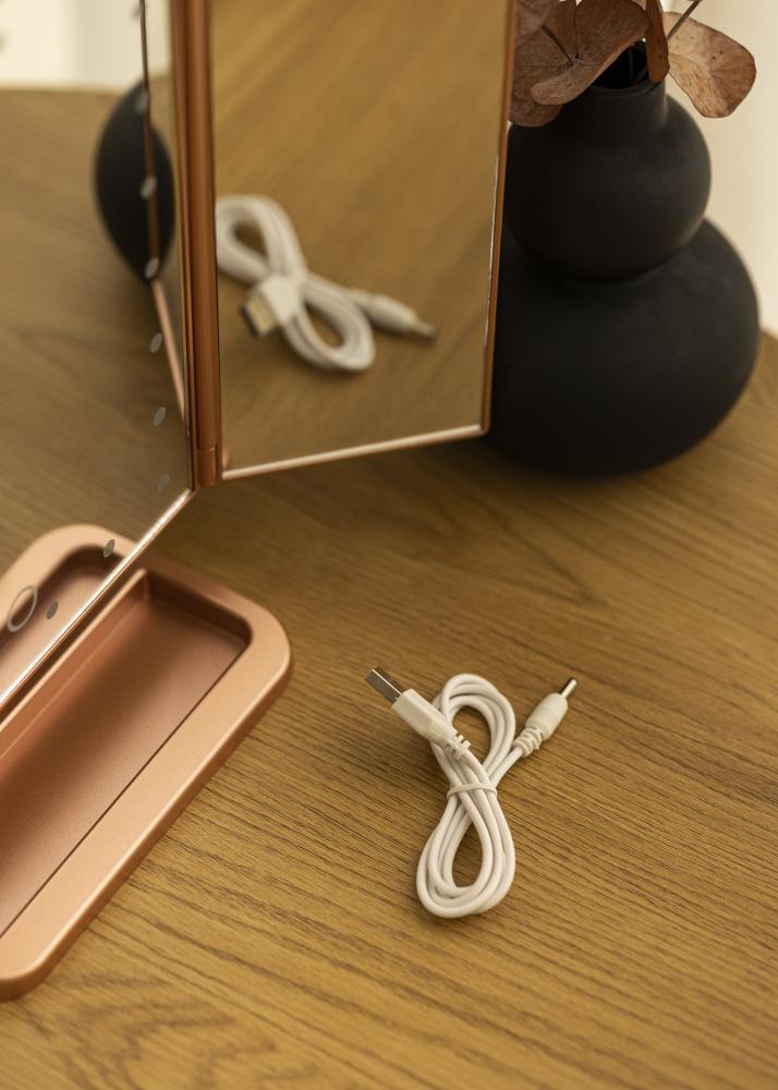 KAILA Meikkipeili Tri-Fold Magnifying Ruusukulta 30x20 cm