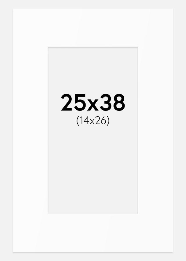 Passepartout Valkoinen Standard (Valkoinen keskus) 25x38 cm (14x26)