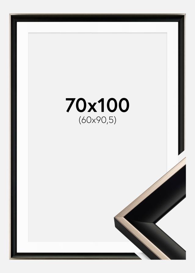 Kehys Öjaren Musta-Hopea 70x100 cm - Passepartout Valkoinen 61x91,5 cm