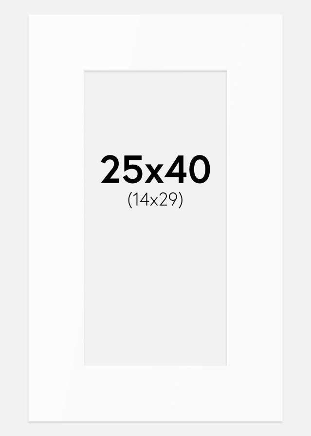 Passepartout Valkoinen Standard (Valkoinen keskus) 25x40 cm (14x29)