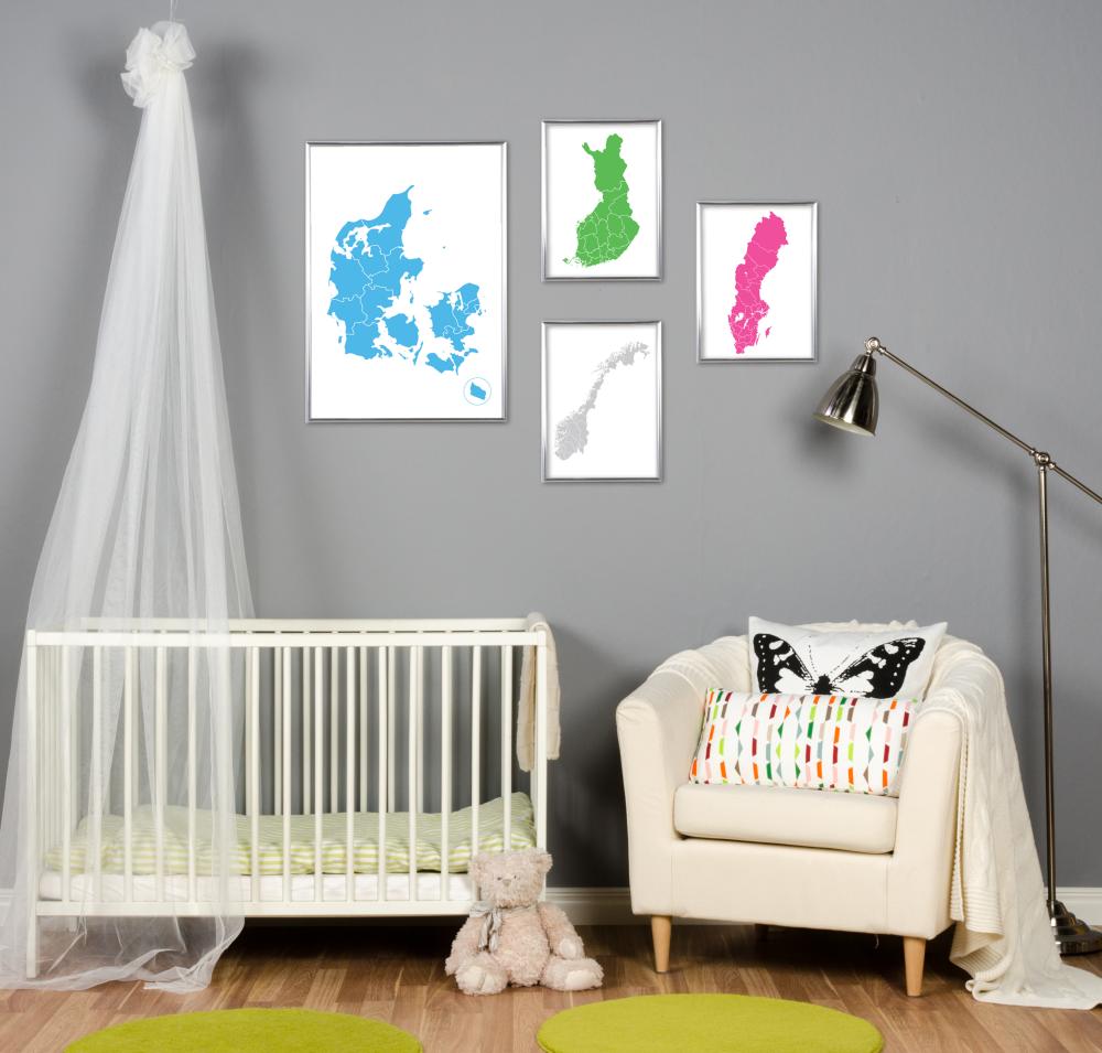 Ruotsin kartta - Vaaleanpunainen