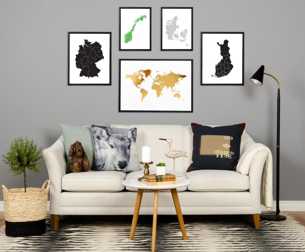 Kartta - Tanska - Harmaa