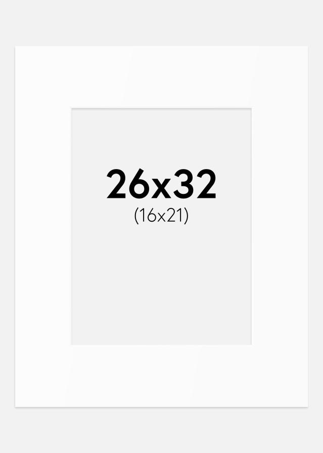 Passepartout Valkoinen Standard (Valkoinen keskus) 26x32 cm (16x21)