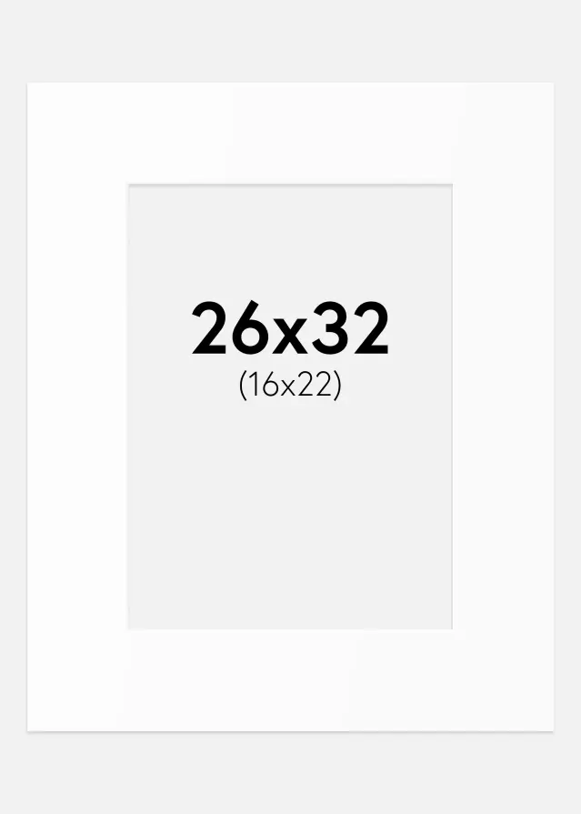 Passepartout Valkoinen Standard (Valkoinen keskus) 26x32 cm (16x22)
