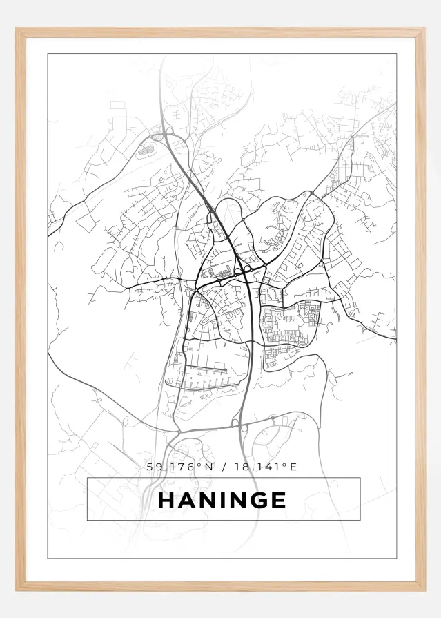 Kartta - Haninge - Valkoinen Juliste