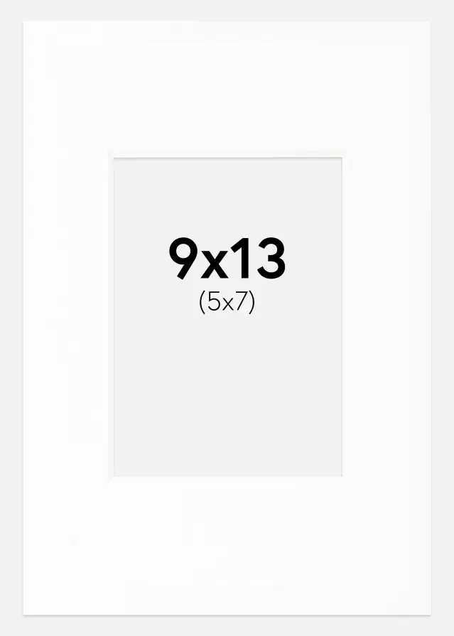 Passepartout Valkoinen Standard (Valkoinen keskus) 9x13 cm (5x7)