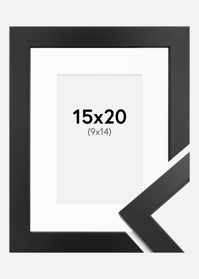 Kehys Black Wood 15x20 cm - Passepartout Valkoinen 10x15 cm