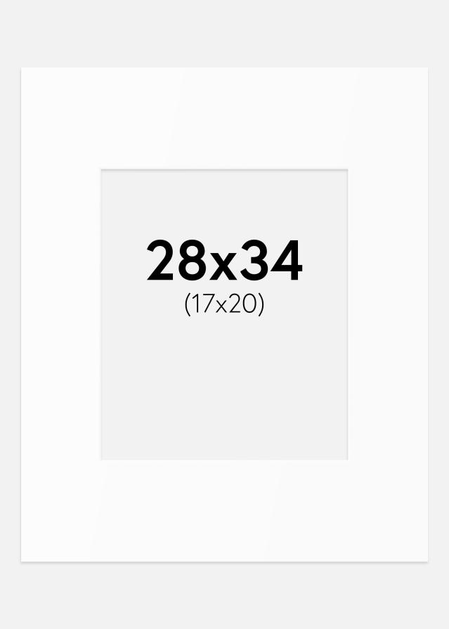Passepartout Valkoinen Standard (Valkoinen keskus) 28x34 cm (17x20)