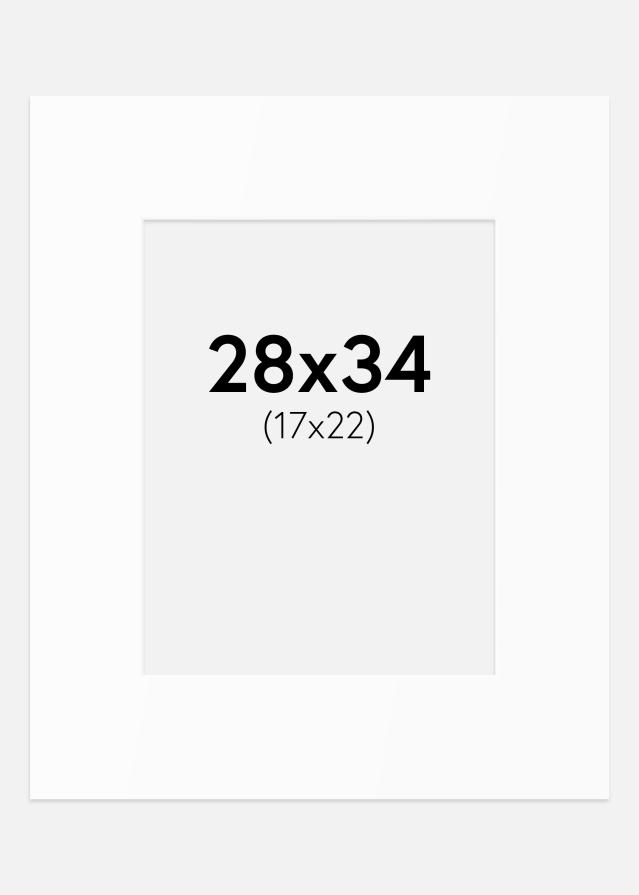 Passepartout Valkoinen Standard (Valkoinen keskus) 28x34 cm (17x22)