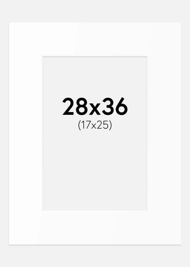 Passepartout Valkoinen Standard (Valkoinen keskus) 28x36 cm (17x25)