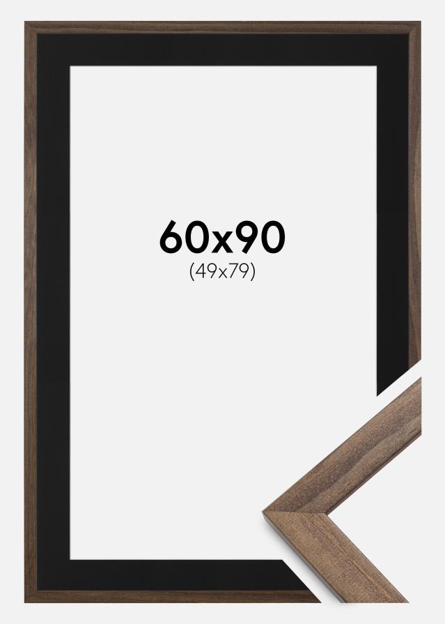 Kehys Stilren Saksanpähkinä 60x90 cm - Paspatuuri Musta 50x80 cm