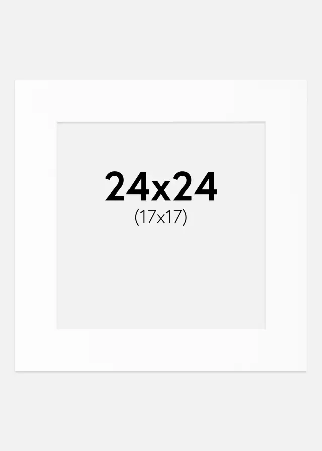 Passepartout Valkoinen Standard (Valkoinen keskus) 24x24 cm (17x17)