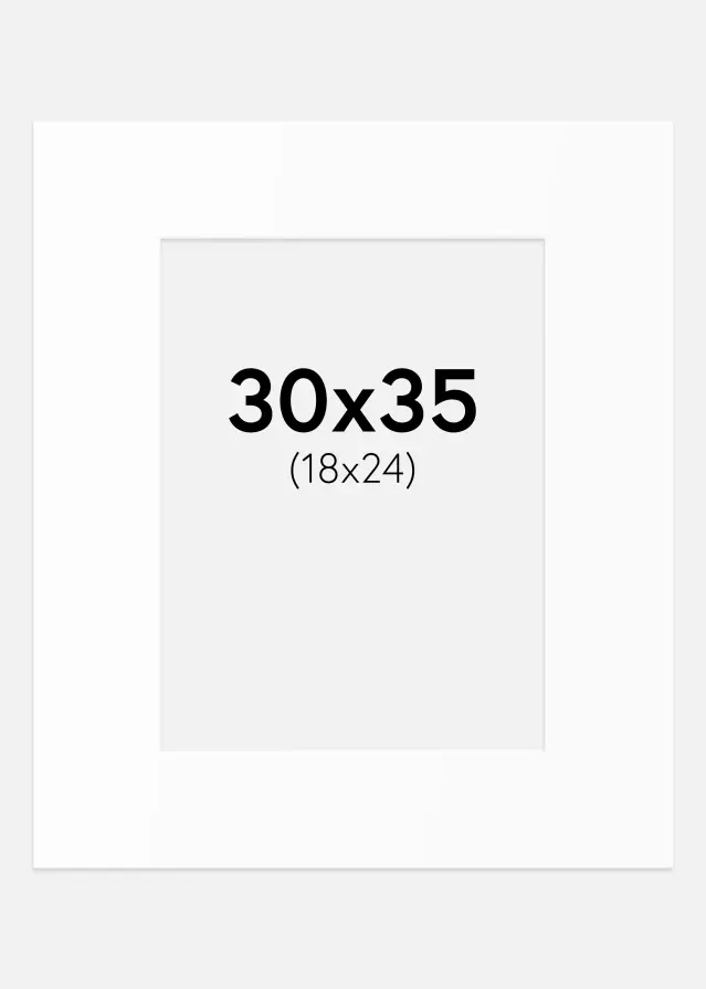 Passepartout Valkoinen Standard (Valkoinen keskus) 30x35 cm (18x24)