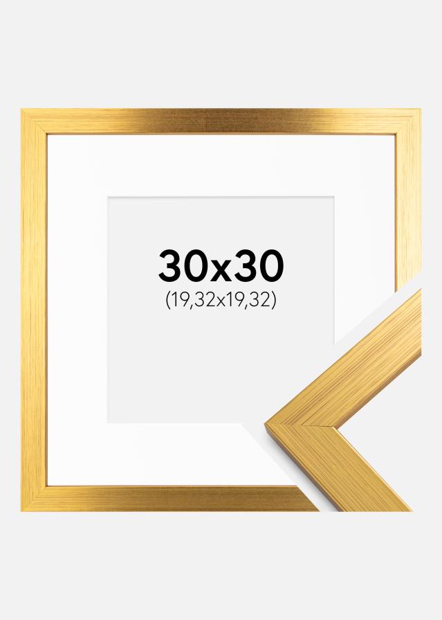 Kehys Gold Wood 30x30 cm - Passepartout Valkoinen 8x8 inches