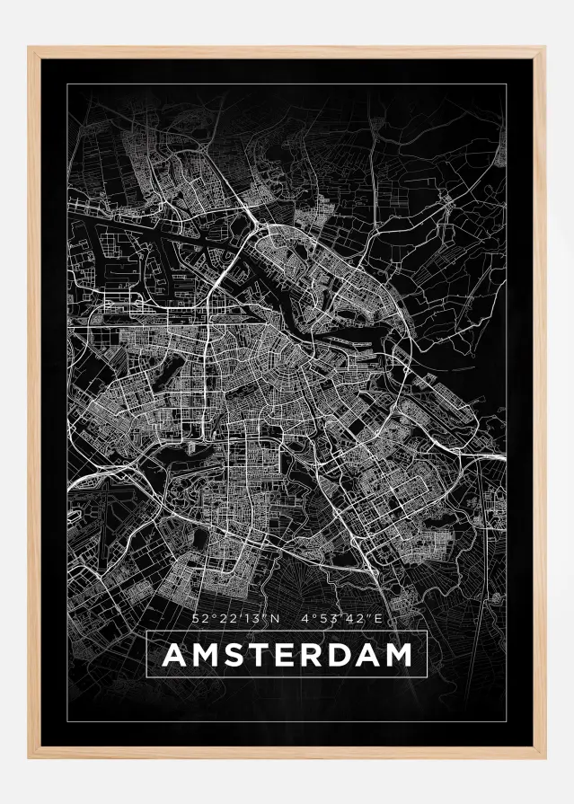 Kartta - Amsterdam - Musta Juliste