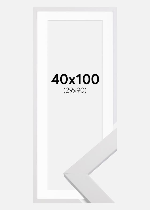 Kehys White Wood 40x100 cm - Passepartout Valkoinen 30x91 cm