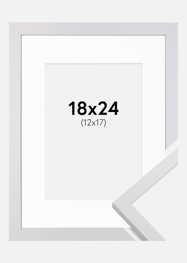 Kehys Trendy Valkoinen 18x24 cm - Passepartout Valkoinen 13x18 cm