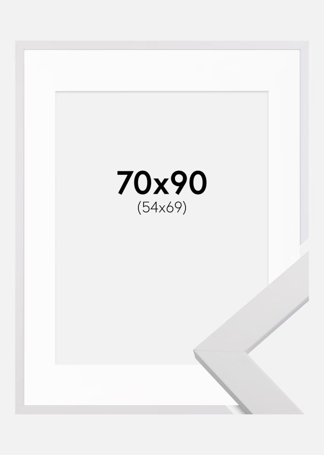 Kehys White Wood 70x90 cm - Passepartout Valkoinen 55x70 cm