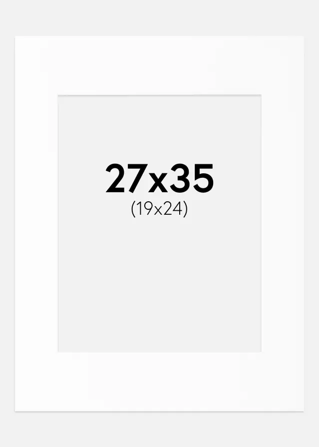 Passepartout Valkoinen Standard (Valkoinen keskus) 27x35 cm (19x24)