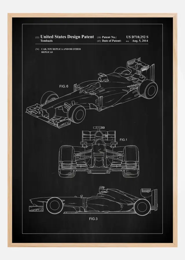 Patent Print - Formula 1 Racing Car - Black Juliste