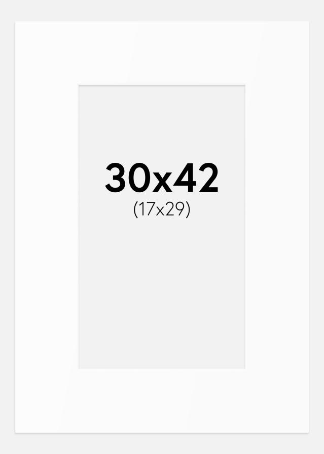 Passepartout Valkoinen Standard (Valkoinen keskus) 30x42 cm (17x29)