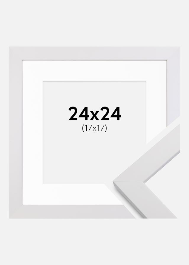 Kehys White Wood 24x24 cm - Passepartout Valkoinen 18x18 cm