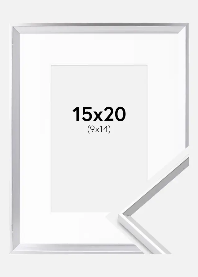 Kehys Desire Hopeanvärinen 15x20 cm - Passepartout Valkoinen 10x15 cm