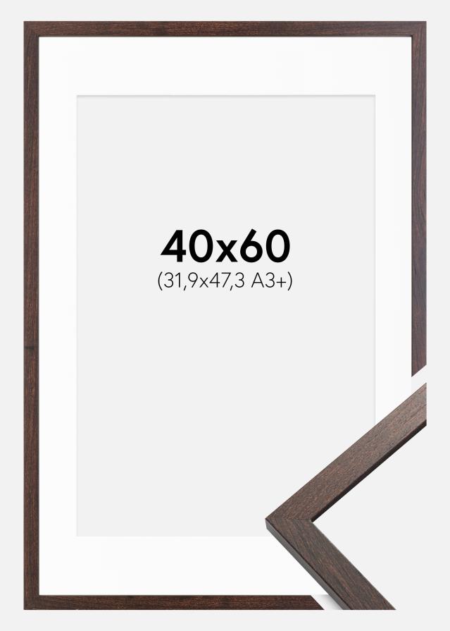 Kehys Trendy Saksanpähkinä 40x60 cm - Passepartout Valkoinen 32,9x48,3 cm (A3+)