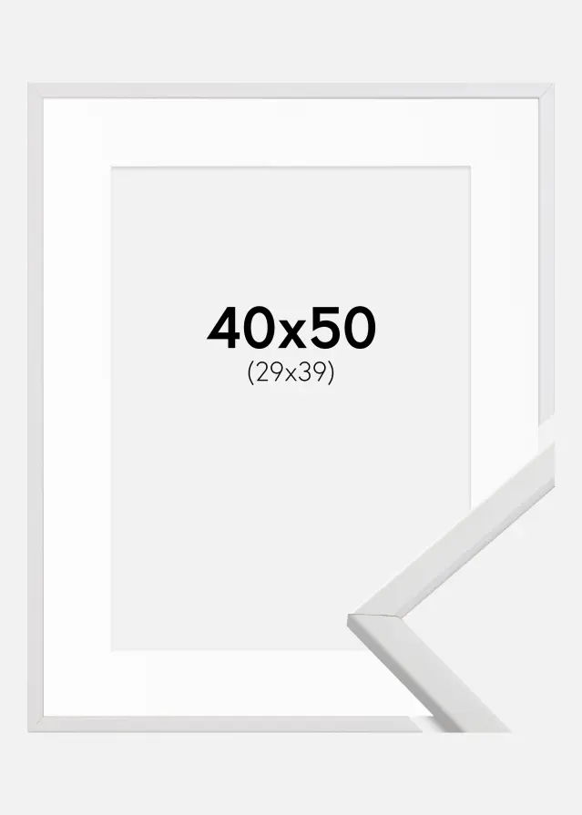 Kehys Galant Valkoinen 40x50 cm - Passepartout Valkoinen 30x40 cm