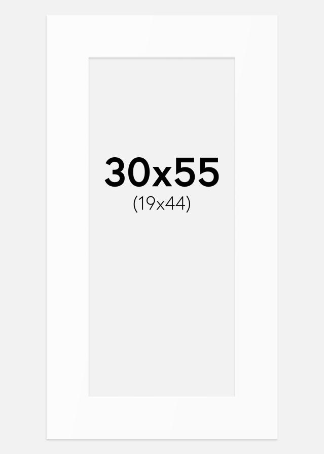 Passepartout Valkoinen Standard (Valkoinen keskus) 30x55 cm (19x44)