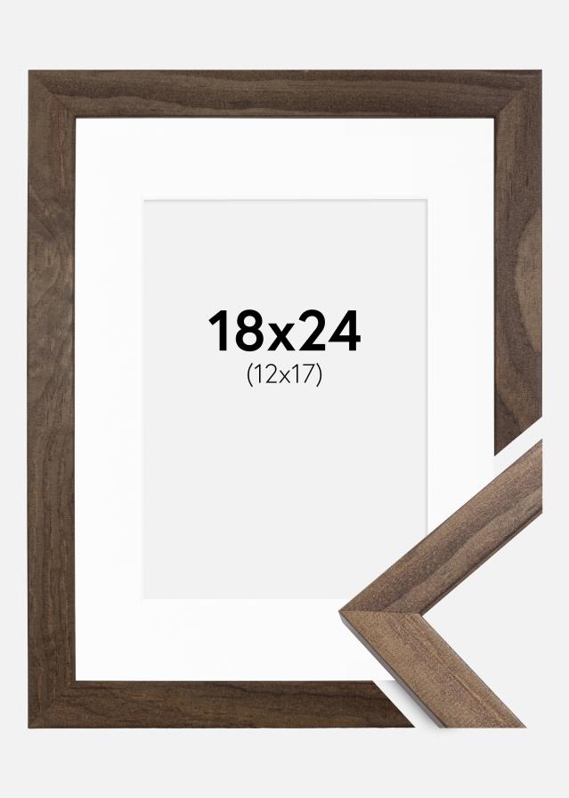Kehys Stilren Saksanpähkinä 18x24 cm - Passepartout Valkoinen 13x18 cm