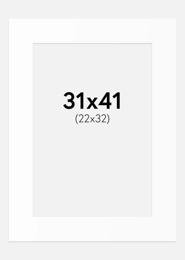 Passepartout Valkoinen Standard (Valkoinen keskus) 31x41 cm (22x32)