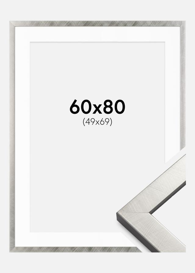 Kehys Uppsala Hopeanvärinen 60x80 cm - Passepartout Valkoinen 50x70 cm